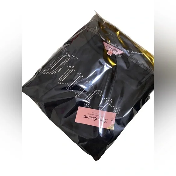 Juicy Couture Velour Black Pajamas Set Shorts with Rhinestones - Picture 6 of 6